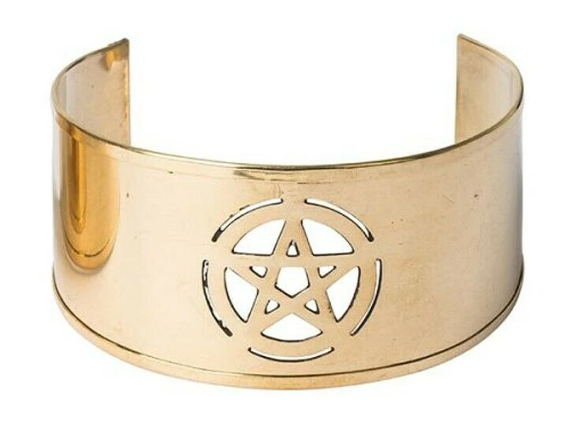 Pentacle Brass Cuff Bracelet Wrist Jewellery Gift