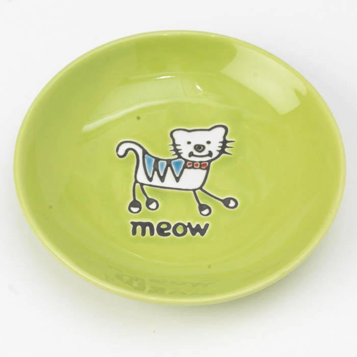 Petrageous Silly Kitty Ceramic Pet Saucer Lime Green 12cm