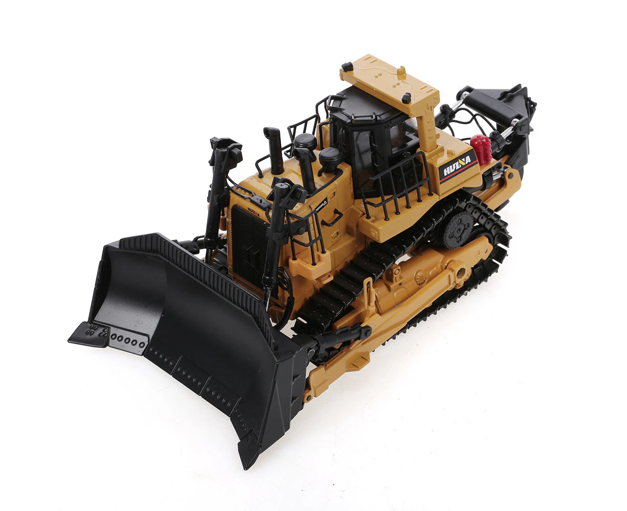 HUINA 1700 1:50 Die-Cast Alloy Heavy Bulldozer Engineering Truck Static Model Caterpillar Wheel Bulldozer Educational Toys - Yellow