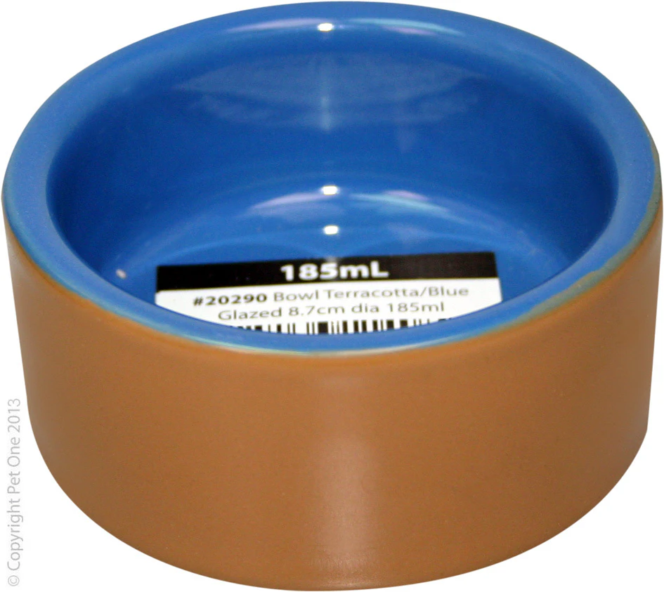 Pet One Terracotta Glazed Bowl Blue 8.7cm 185ml 20290