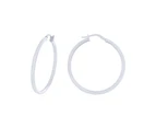 Bevilles 9ct White Gold Silver Infused Plain Hoop Earrings