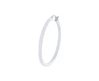 Bevilles 9ct White Gold Silver Infused Plain Hoop Earrings