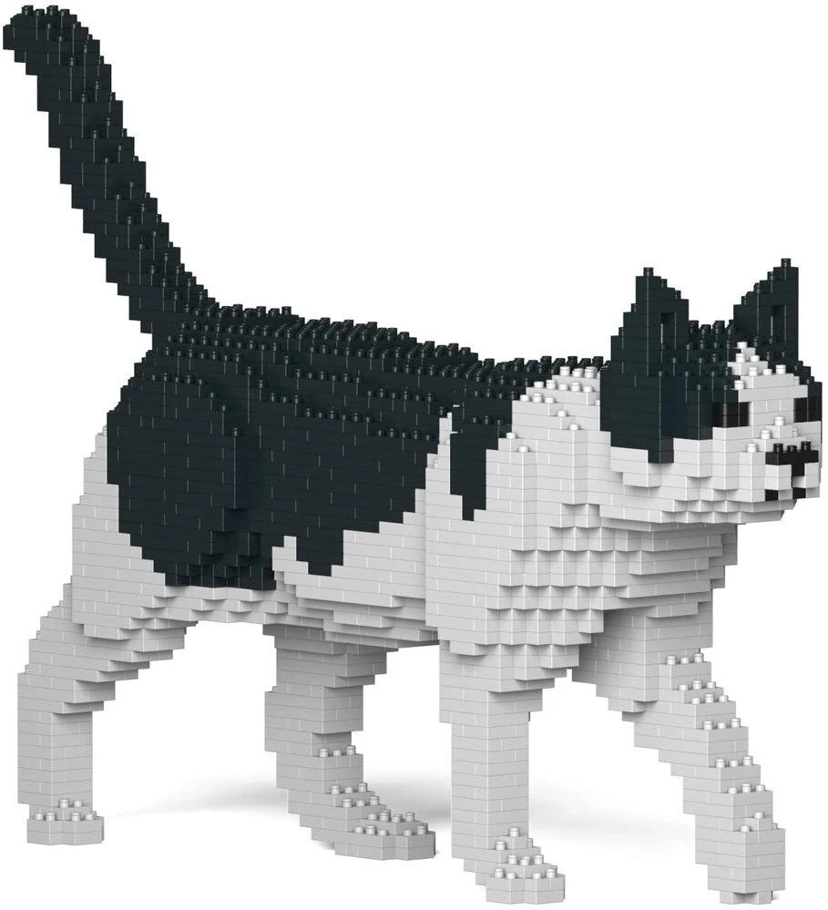 Jekca Animals - Black & White Cat Walking 28cm