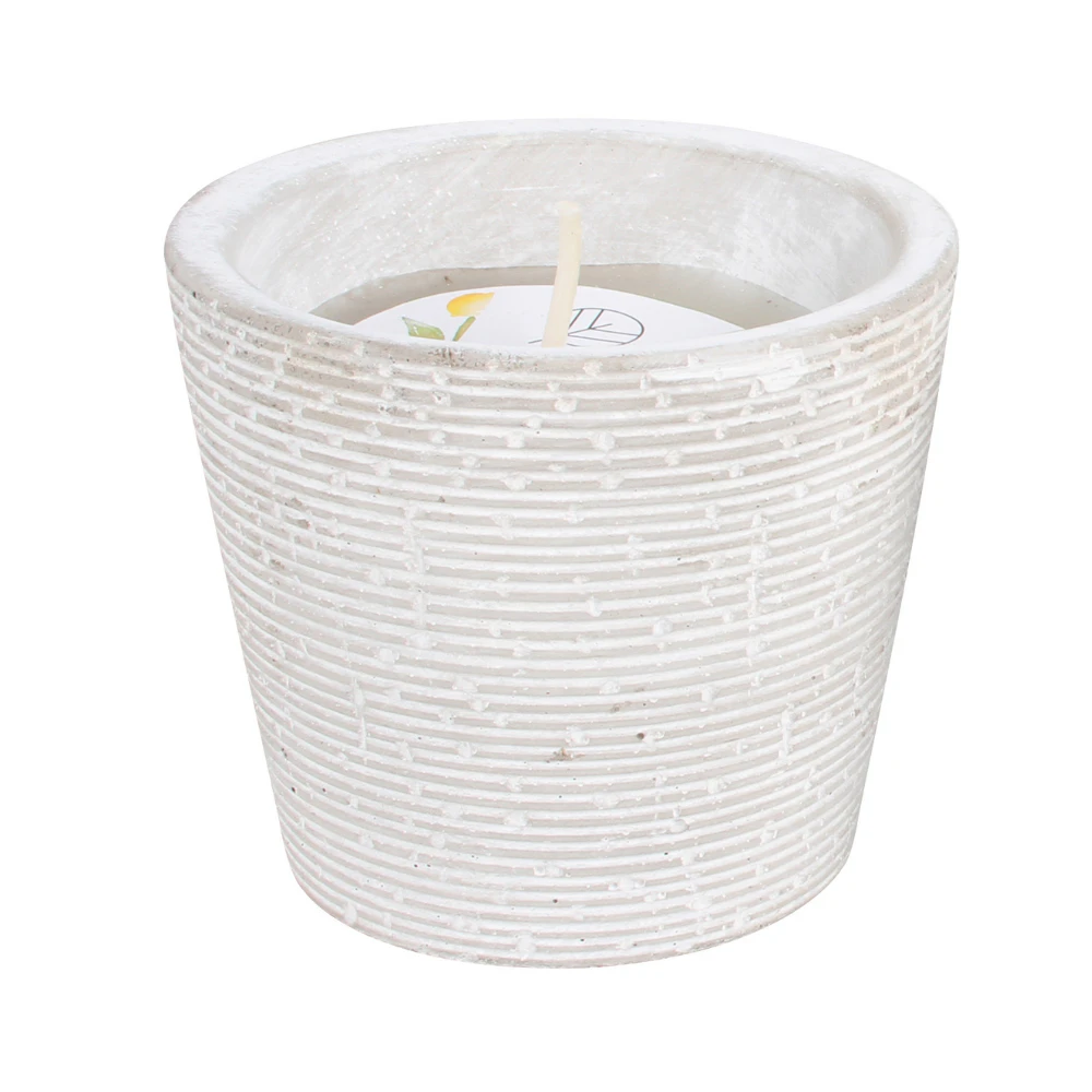 Brick Design 8cm Citronella Candle in Cement Pot 12hr Burn, Mosquito Repellent