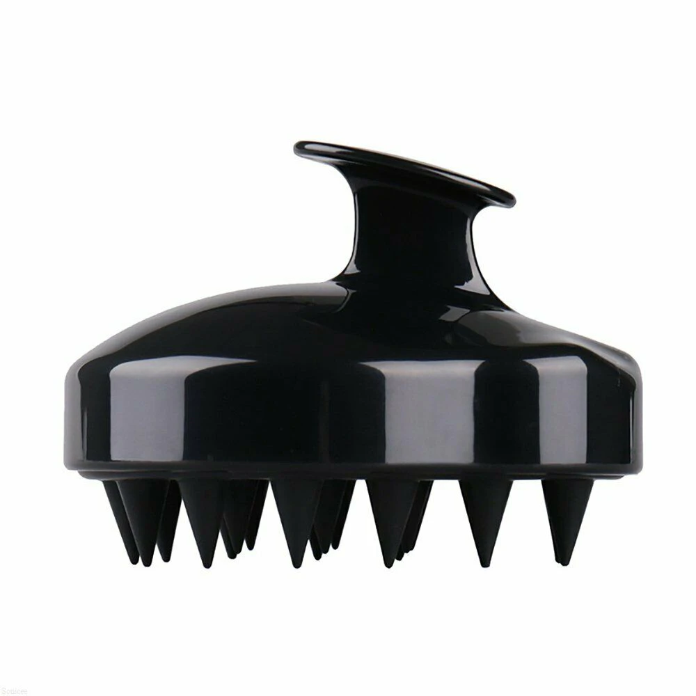 Silicone Shampoo Scalp Shower Body Washing Hair Brush Comb - Black