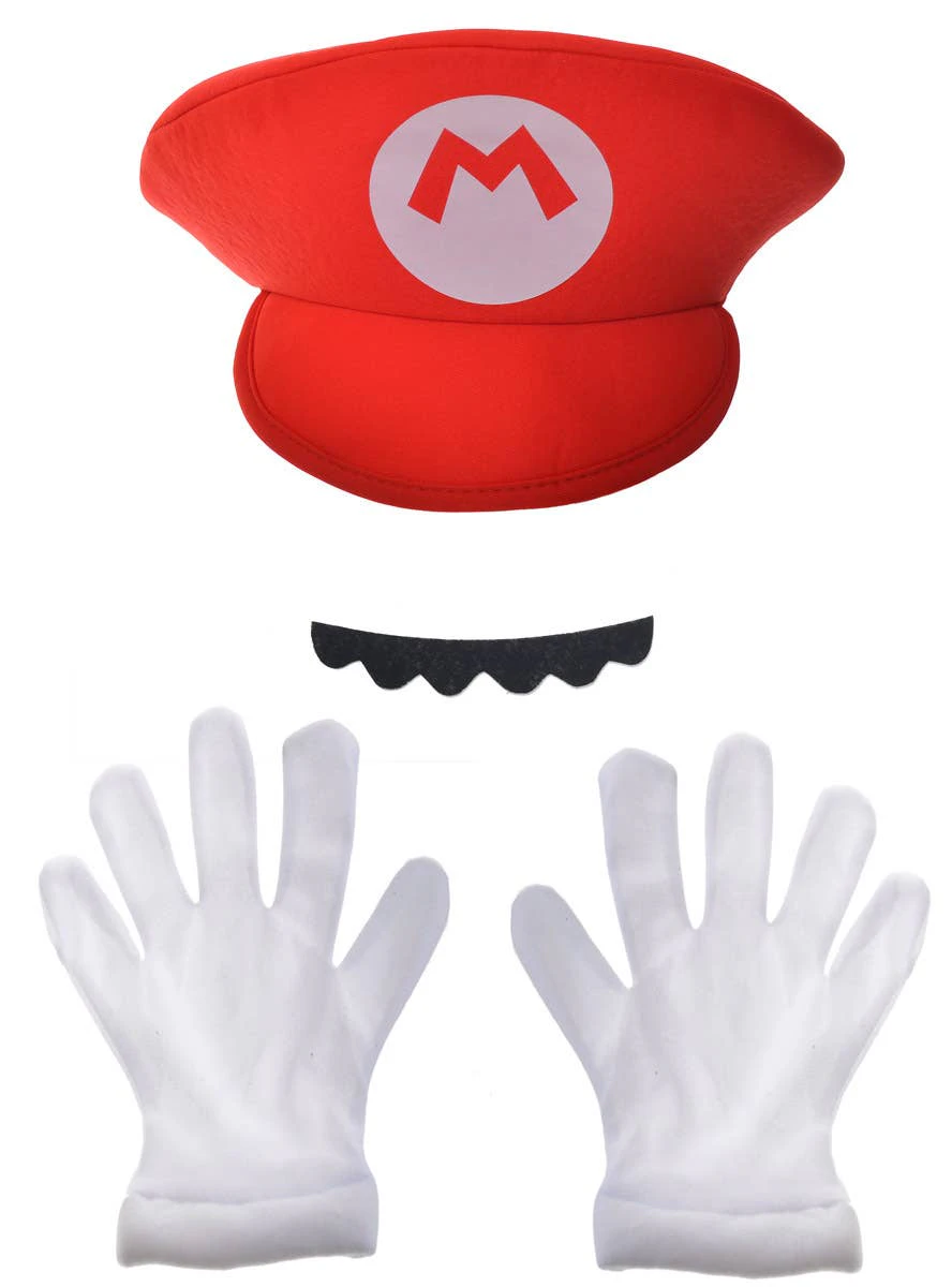 Plumber Guy Mario Adult's Costume Accessory Set - New