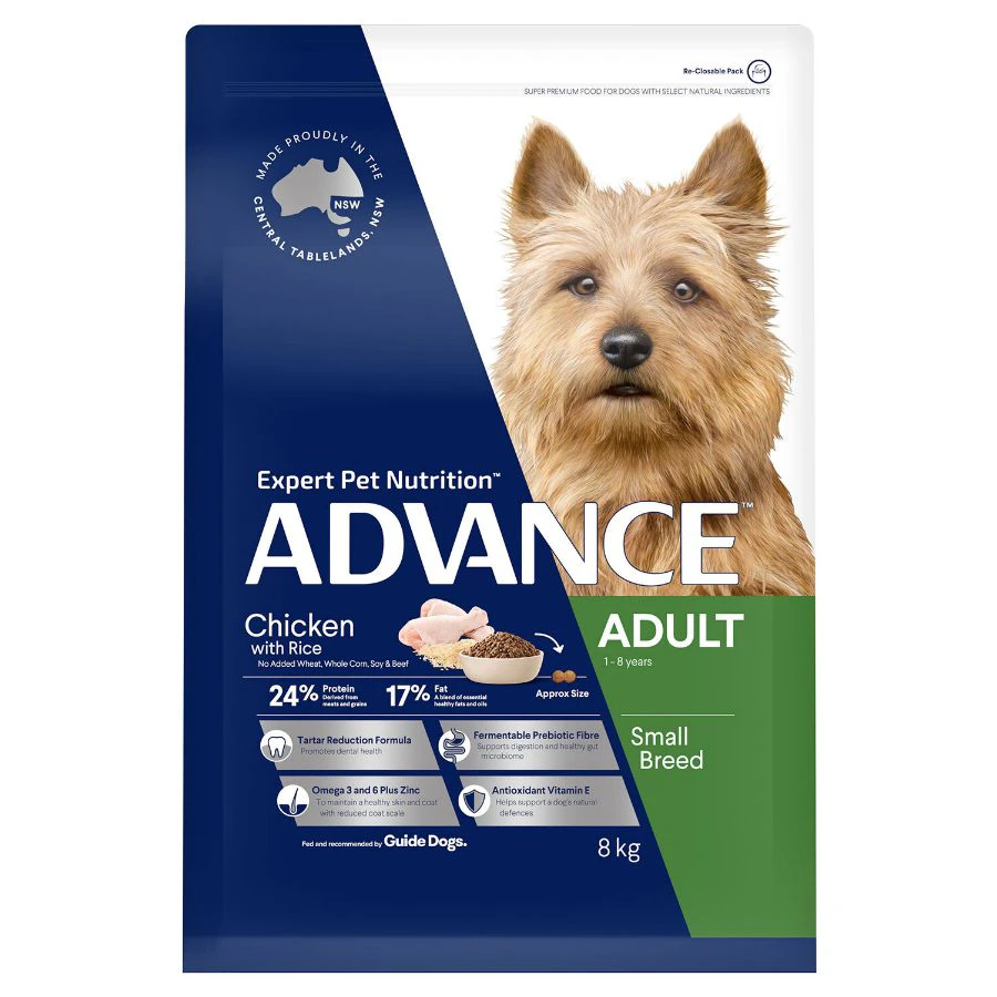 Advance Adult Toy/Small Breed Dry Dog Food Chicken w/ Rice 8kg