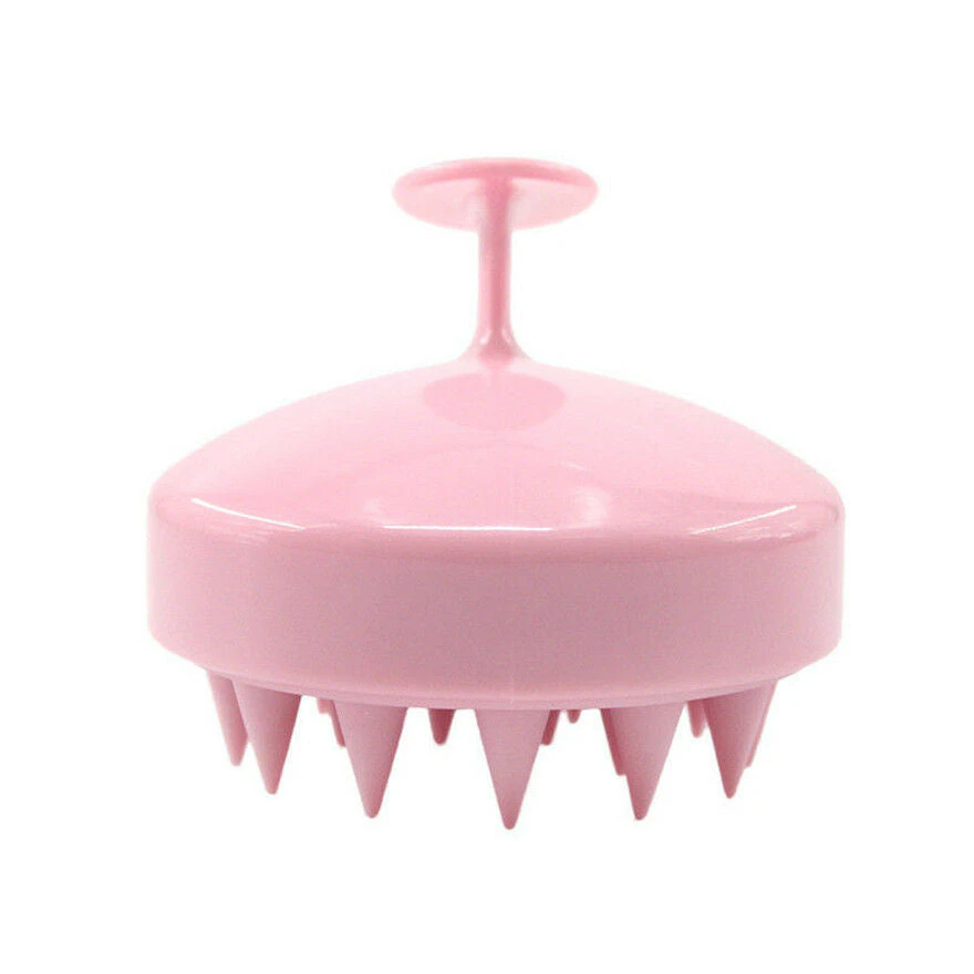 Silicone Shampoo Scalp Shower Body Washing Hair Brush Comb - Pink