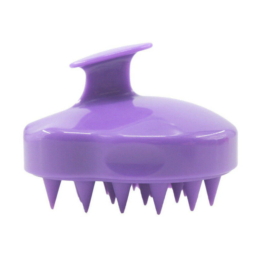 Silicone Shampoo Scalp Shower Body Washing Hair Brush Comb - Purple