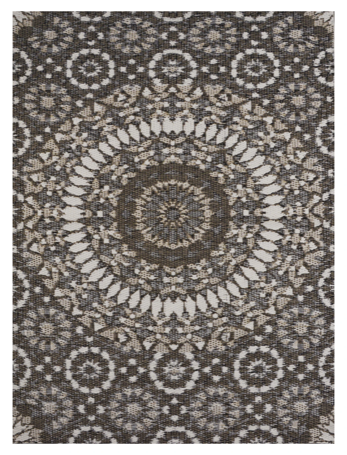 Harbor Mandala Brown Beige Woven Waterproof Outdoor Rug - 3 Sizes - Brown