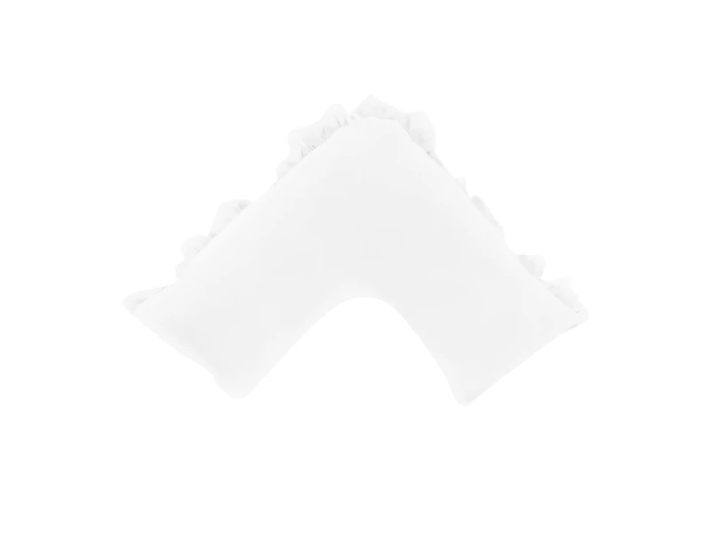 Boomerang Ruffled V Shaped Pillowcase 280TC - White