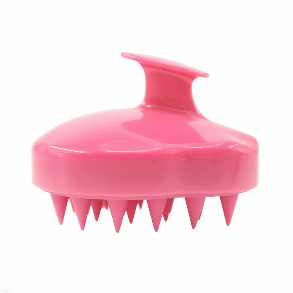 Silicone Shampoo Scalp Shower Body Washing Hair Brush Comb - Red