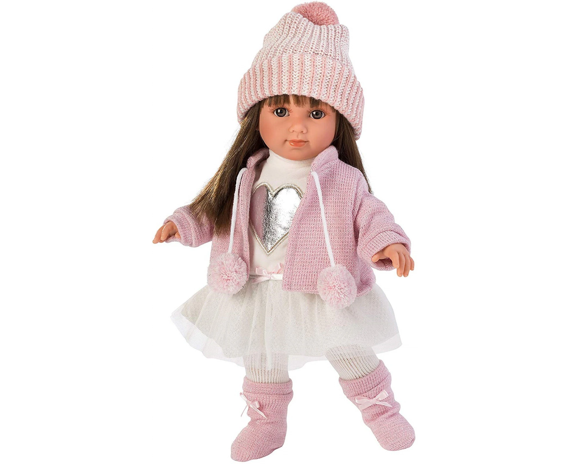 Llorens 1053528 Sara Doll with Brunette Hair and Brown Eyes, Fashion Doll with Soft Body, Includes Trendy Outfit, 35 cm - Toy for Kids -