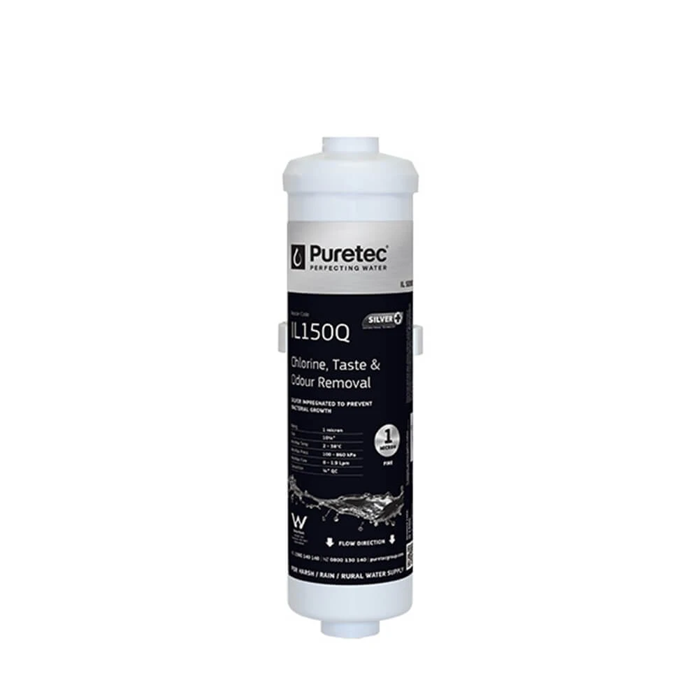 PURETEC X4 Replacement Cartridge - Inline/External Fridge Silver Impregnated Filter - 1 Micron