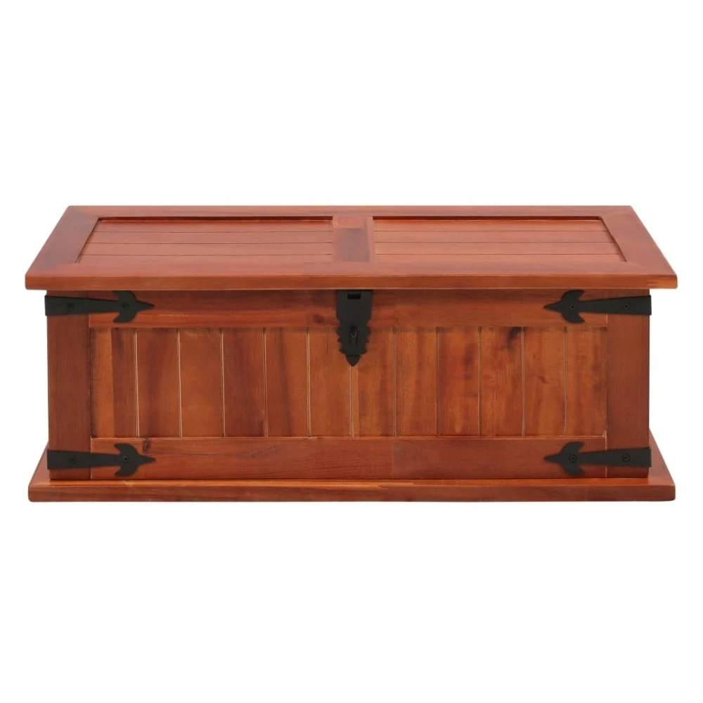 Solid Acacia Wood Storage Chest Handmade Trunk 60x25x22cm