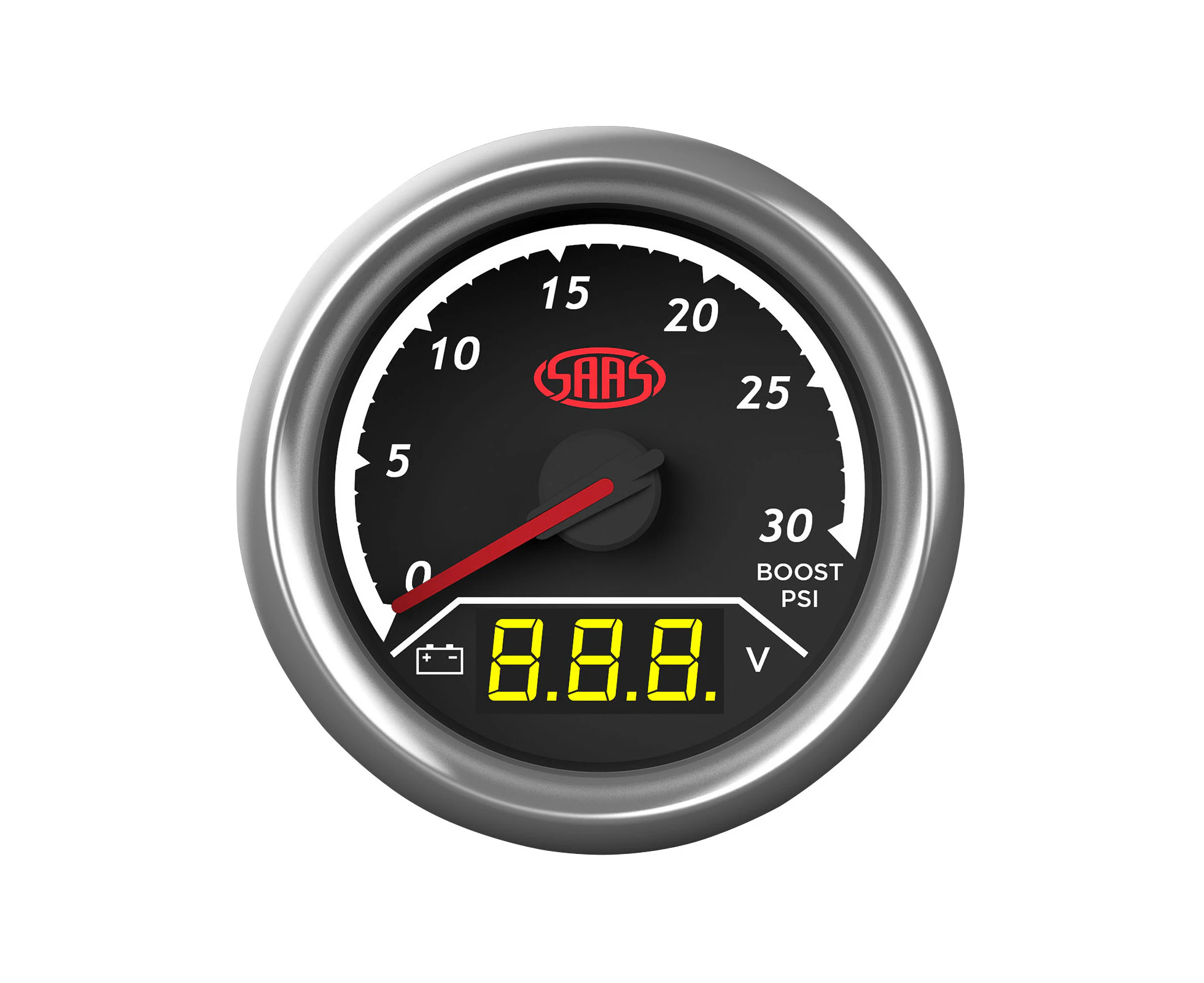 SAAS 2 in 1 Analogue Digital Trax Diesel Boost 0-30PSI and Volt 8-18v Gauge 52mm - Black