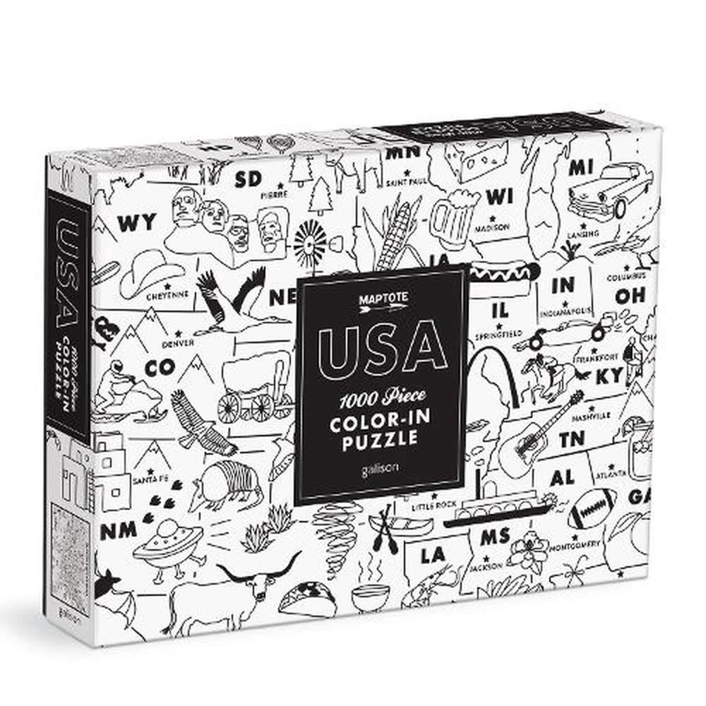 Maptote USA ColorIn 1000 Piece Puzzle by Galison