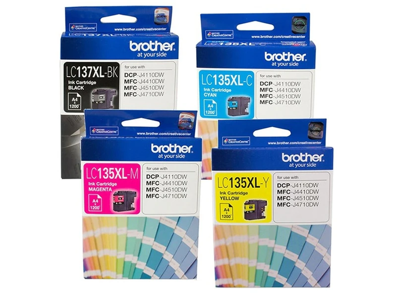 8 Pack Original Brother LC-137XL/LC-135XL LC137XL/LC135XL High Yield Ink Combo [2BK+2C+2M+2Y]