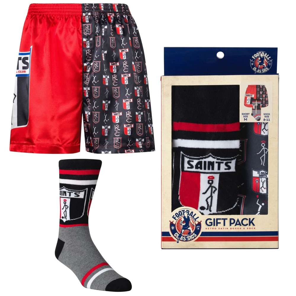 St Kilda Saints Mens Boxer Shorts & Socks Set