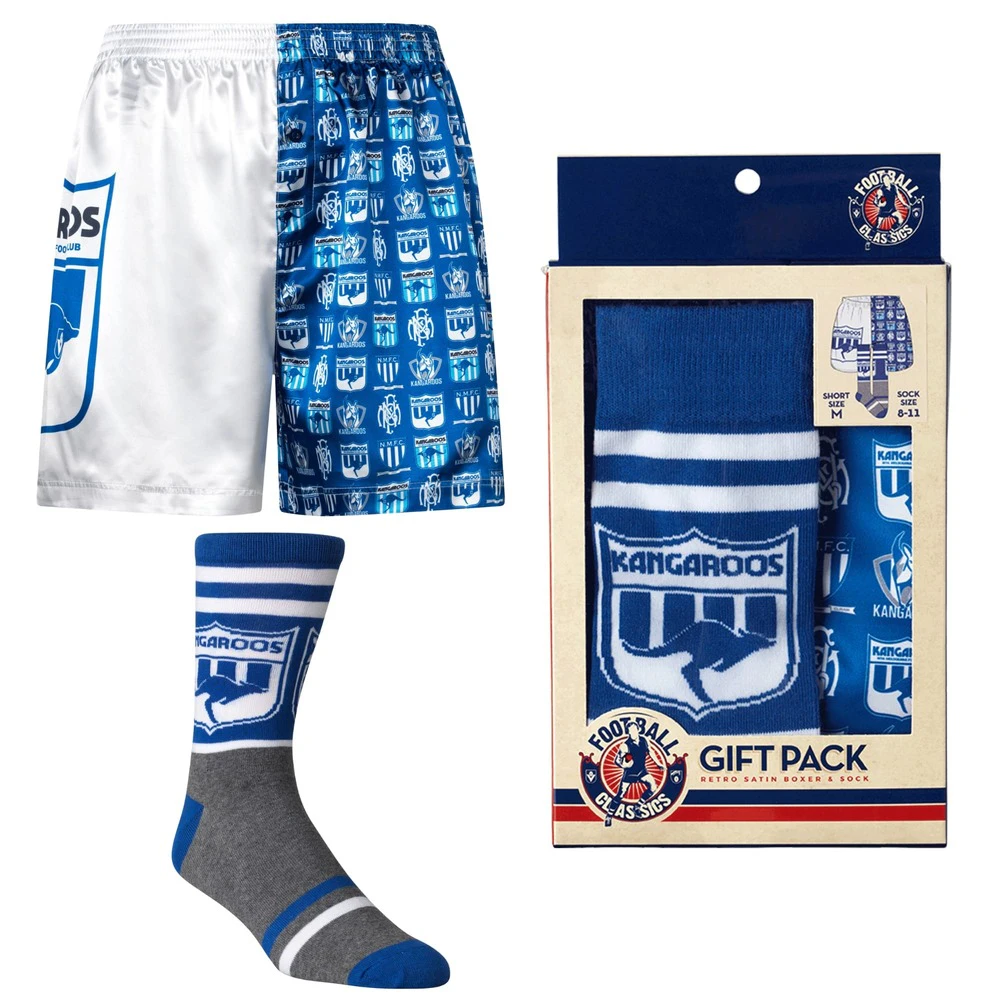 North Melbourne Kangaroos Mens Boxer Shorts & Socks Set