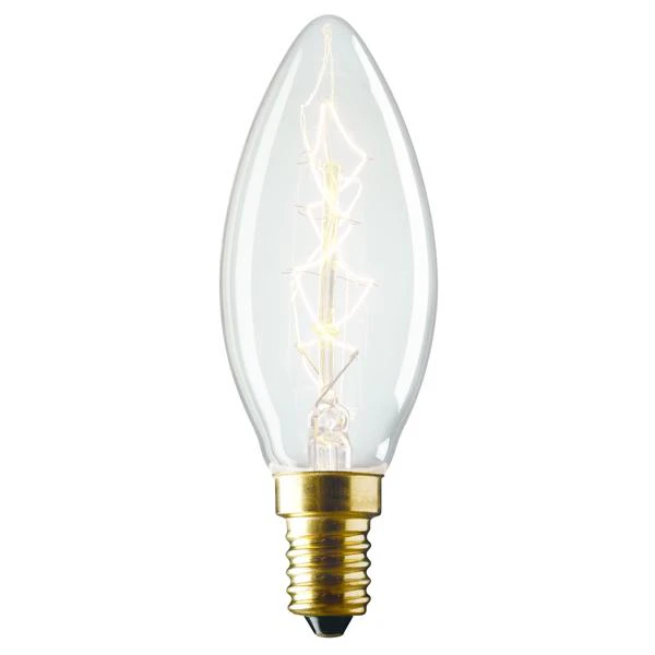 Retro Candle Incandescent Globes in Clear - E14