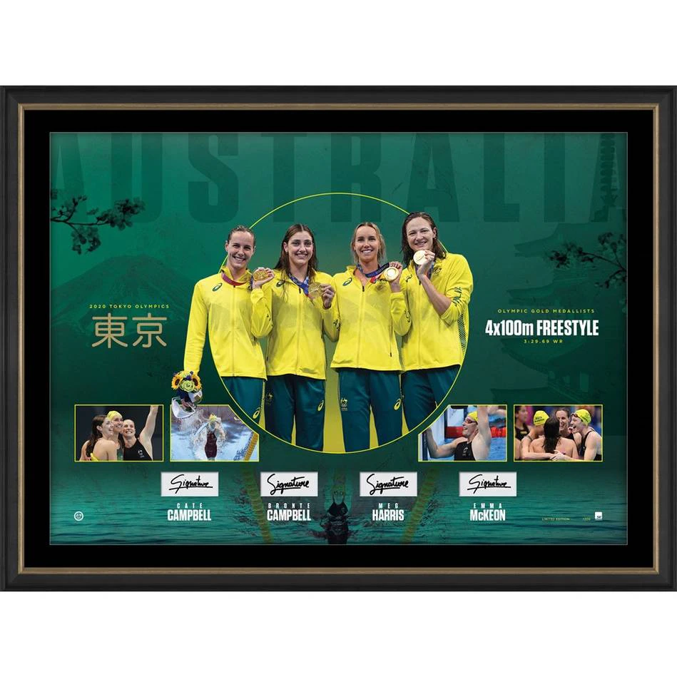 Olympics - Tokyo 2020 - WOMENS 4X100M FS SIGNED GOLD MEDAL LITHOGRAPH