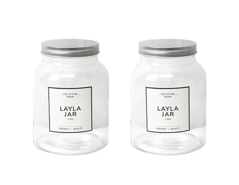 GLASS COOKIE JARS w/ STAINLESS STEEL LIDS 3LT [6 Pack] Kitchen Storage Cannister Containers Pantry Food Storage Container Glass Storage Jars