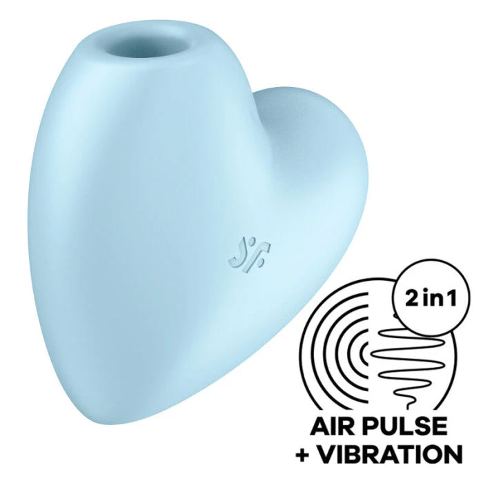 SATISFYER Cutie Heart Air Pulse Clitoral Stimulator Vibrator - Blue