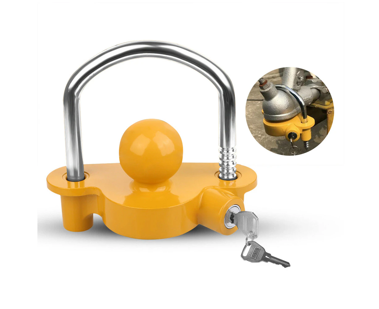 X-BULL Coupling Lock Trailer Parts Hitch Universal Tow Ball Caravan Antitheft 2 Keys - Yellow