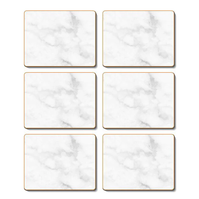 Country Kitchen Grey Marble Cinnamon Cork Backed Drink Coasters Set 6