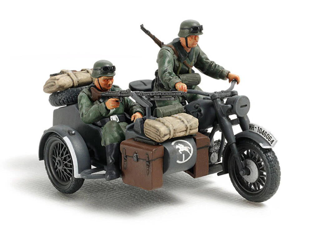 TAMIYA Plastic Model Kit 1/48 German Bike & Sidecar - 74-T32578