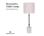 Sarantino SARANTINO CONCRETE & METAL TABLE LAMP WITH OFF-WHITE LINEN SHADE