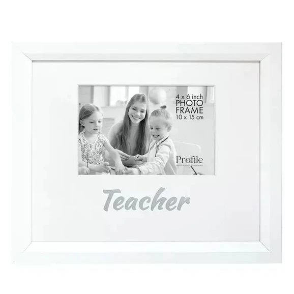 Country White Wooden Photo Frame Metallic Teacher 6x4 Inch