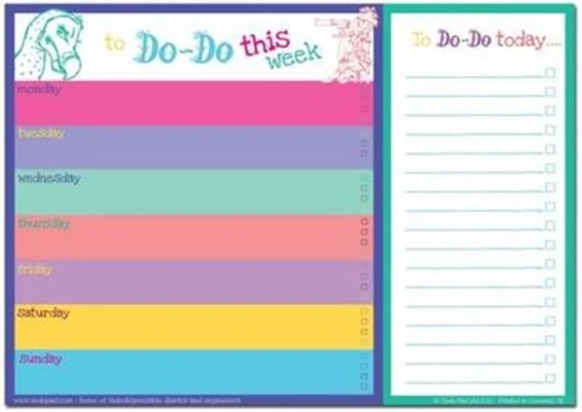 Dodo Daily to Do List Notepad A4 Bright