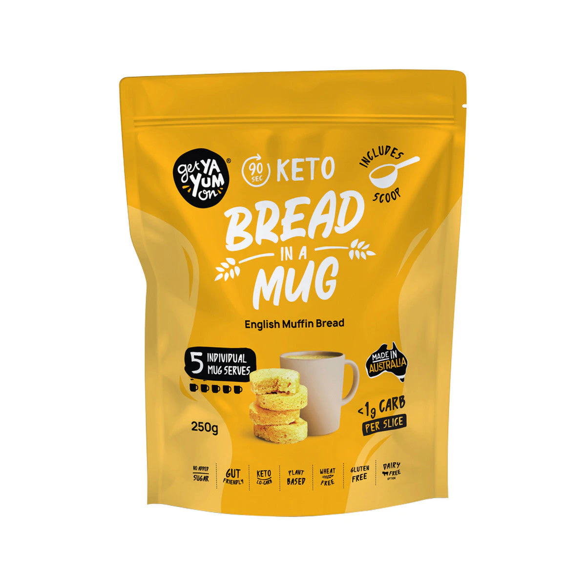 Get Ya Yum On Keto Bread In A Mug  Value Pack English Muffin Bread 250g