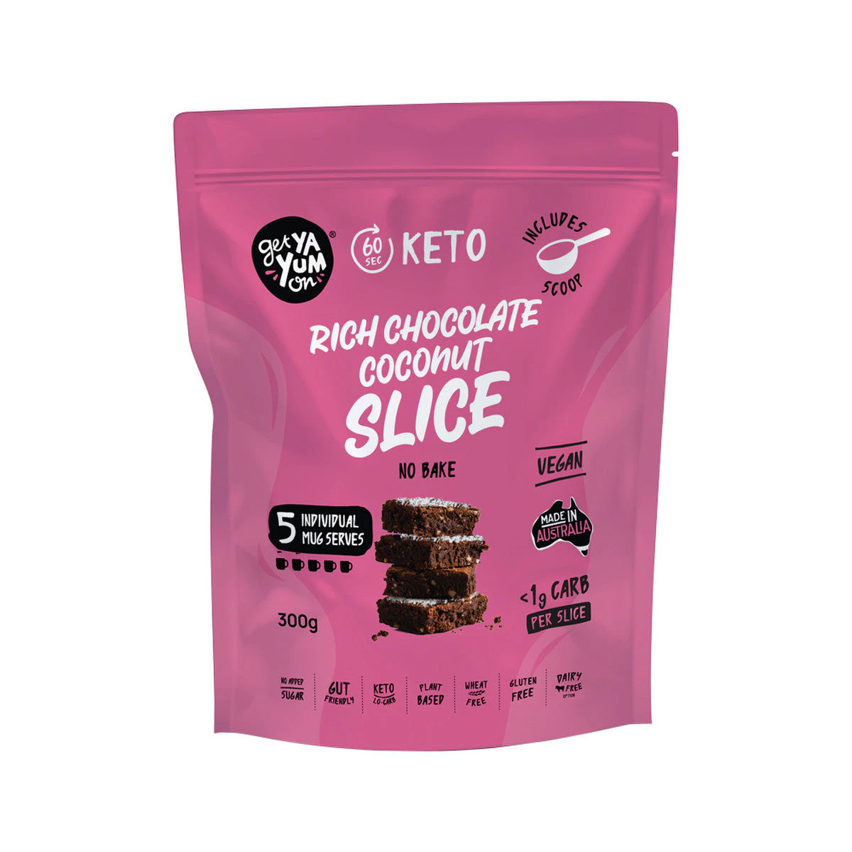 Get Ya Yum On Keto Slice  Value Pack Rich Chocolate Coconut 300g