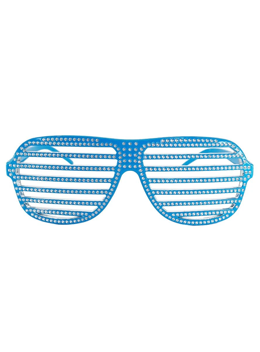 Shutter Shade Blue Costume Glasses with Silver Studs