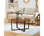 Round Coffee Table Rustic Brown and Black