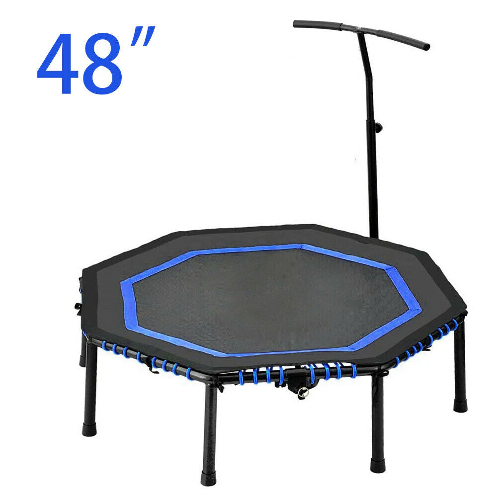 Adjustable 48'' Mini Trampoline Fitness Exercise Mini Rebounder Indoor Cardio