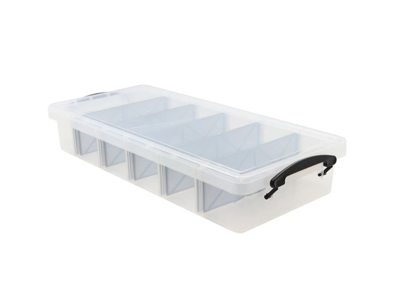 8 x UNDER BED STORAGE BOX WITH REMOVABLE DIVIDERS 10L | Containers Bin Tub Box  Underbed Stackable Plastic Storage Containers with Lockable Lids