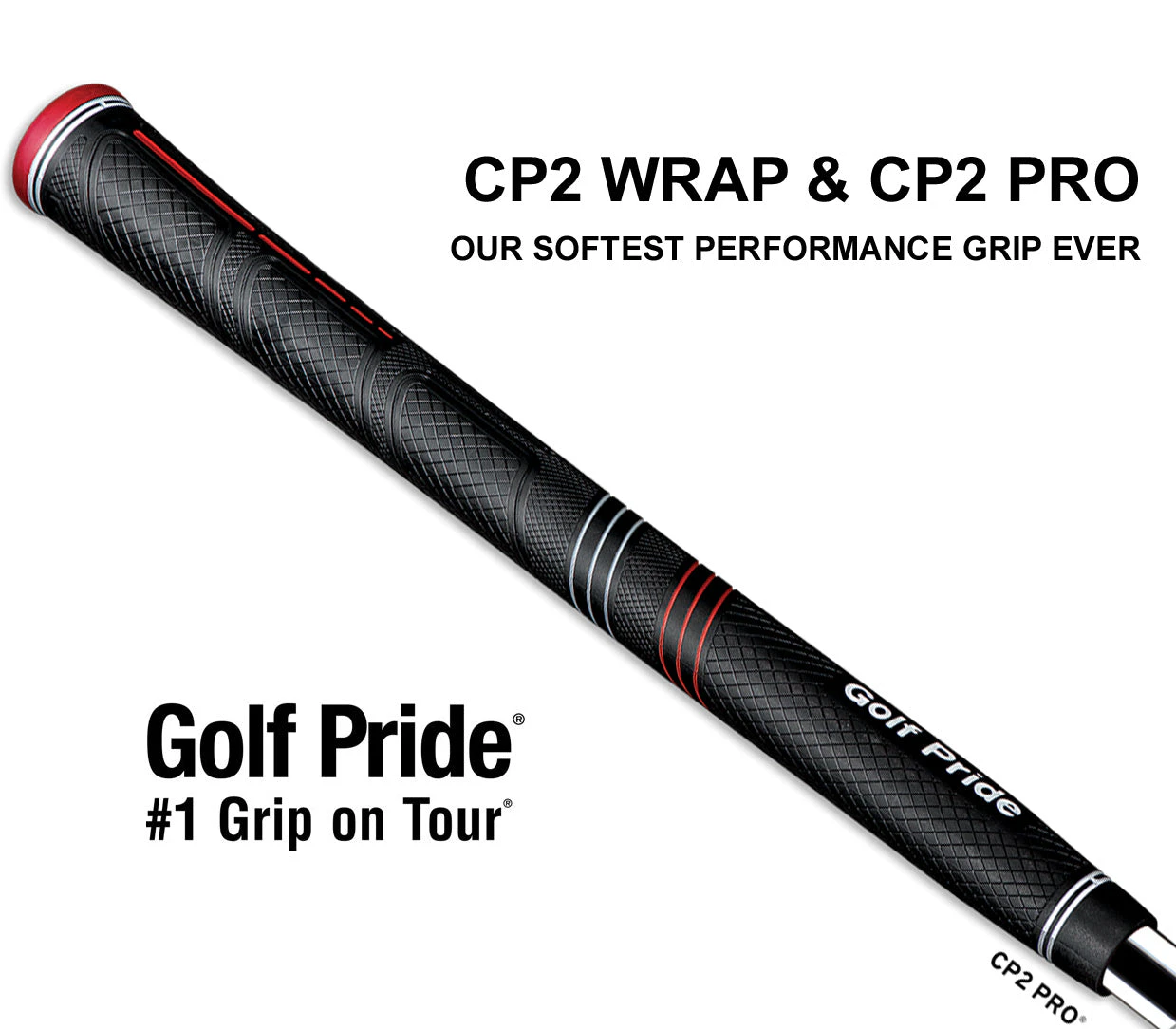 Golf Pride CP2 Wrap & Pro Golf Grips - Std Mid & Jumbo / Oversize - CP2 Pro Jumbo/Oversize (red top)