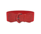 Womens Leather Waist Belt - Red