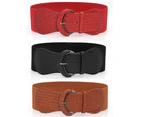 Womens Leather Waist Belt - Red