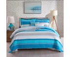 King And Super King Size Bed Luxury 100% Cotton Coverlet / Bedspread Set Comforter Quilt Throw 250x270cm Blue Stripen