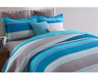 King And Super King Size Bed Luxury 100% Cotton Coverlet / Bedspread Set Comforter Quilt Throw 250x270cm Blue Stripen