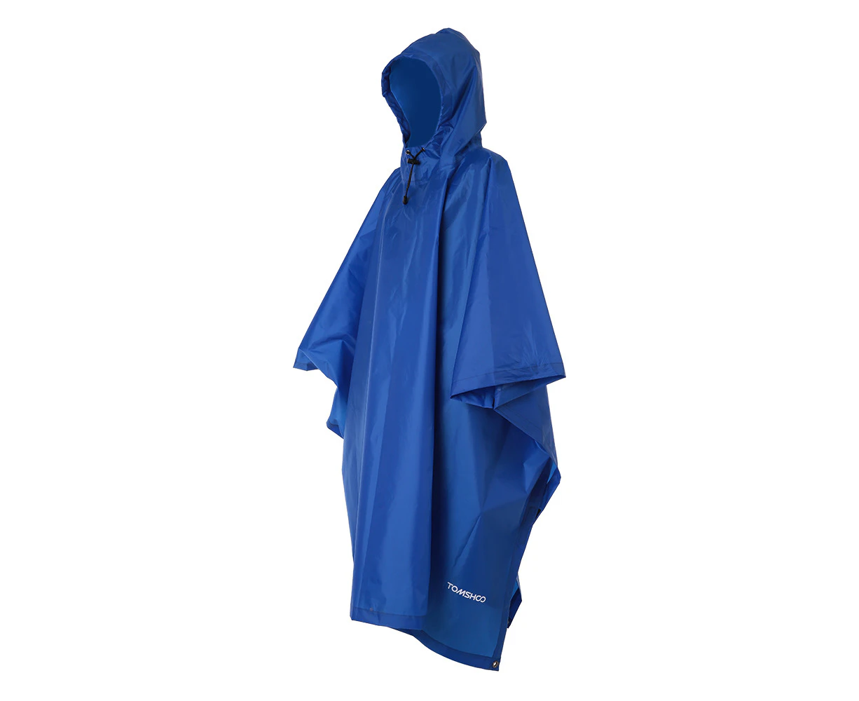 TOMSHOO Multifunctional Lightweight Raincoat with Hood Hiking Cycling Rain Cover Poncho Rain Coat Outdoor Camping Tent Mat - Blue