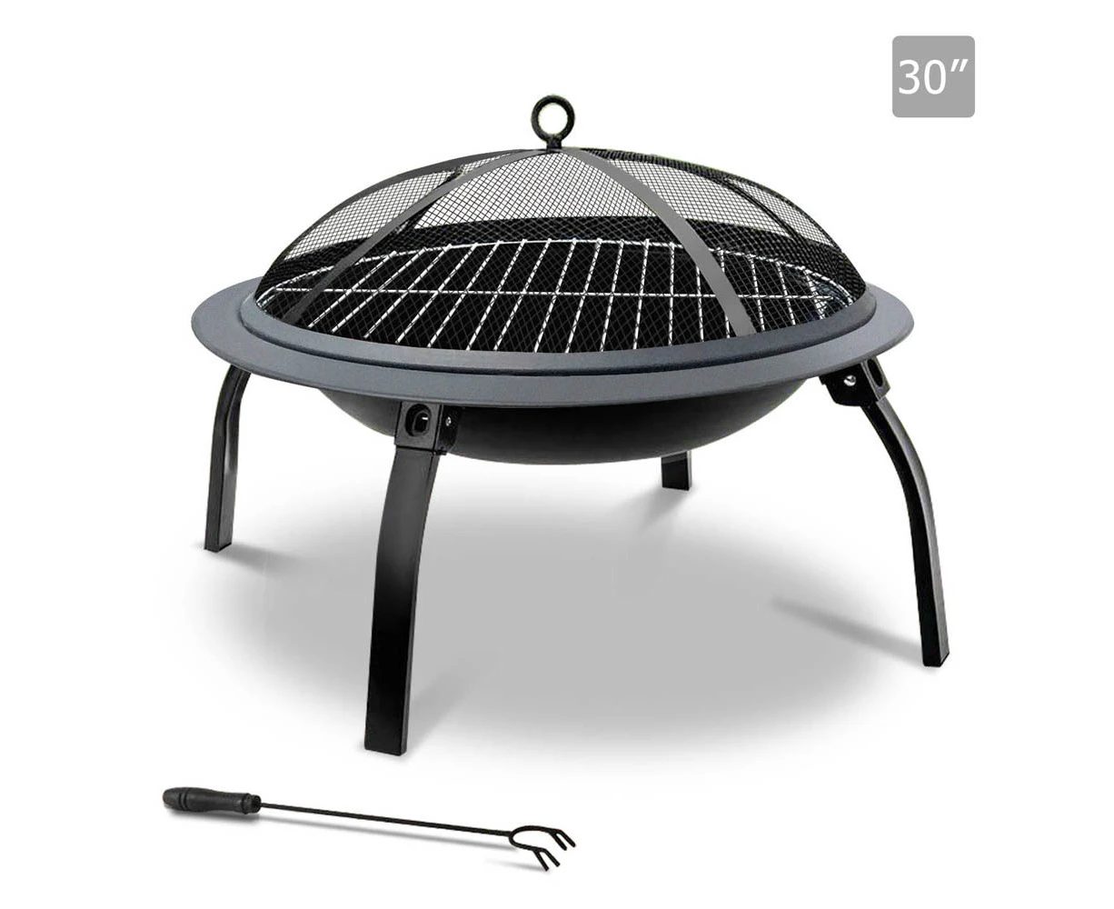 Grillz 30 Inch Portable Foldable Outdoor Fire Pit Fireplace