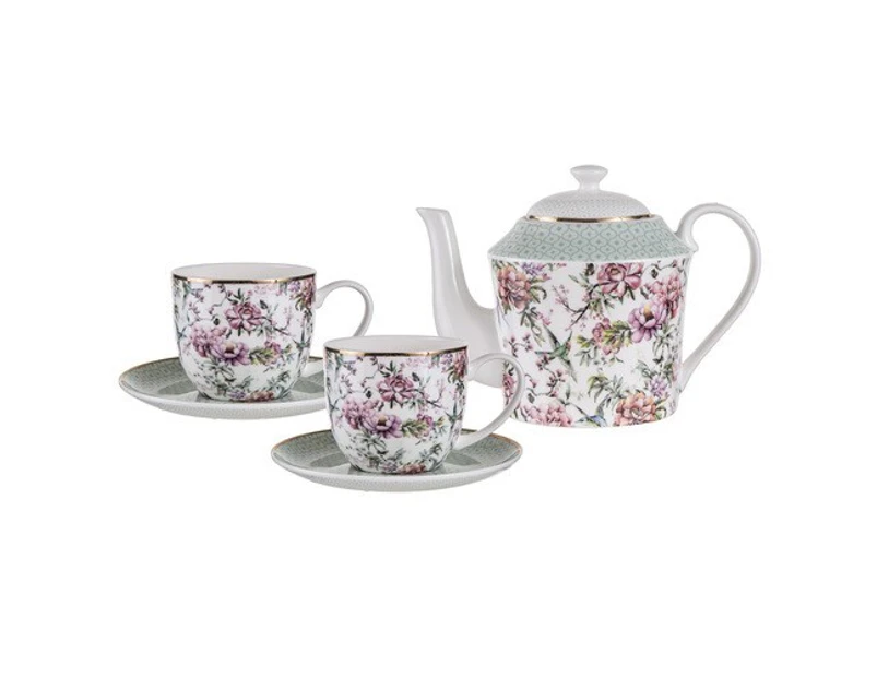 Ashdene Chinoiserie - White Teapot and 2 Teacup Set