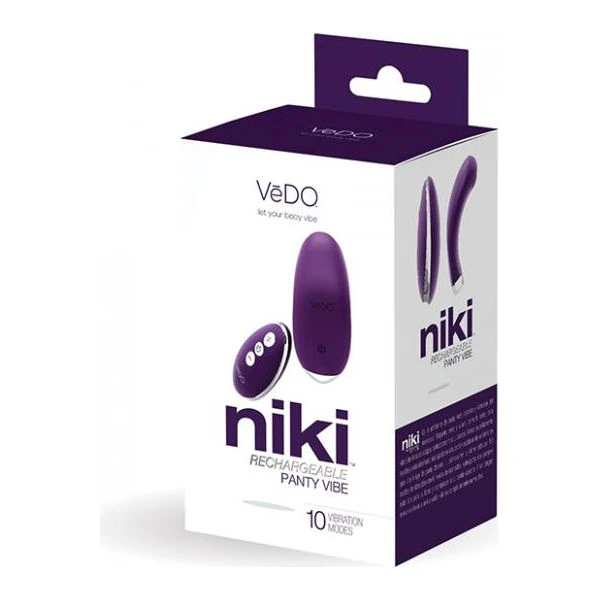 Vedo Niki Rechargeable Deep Purple Silicone Panty Vibe Model Niki 10x, Women's, Clitoral Stimulation, One Size