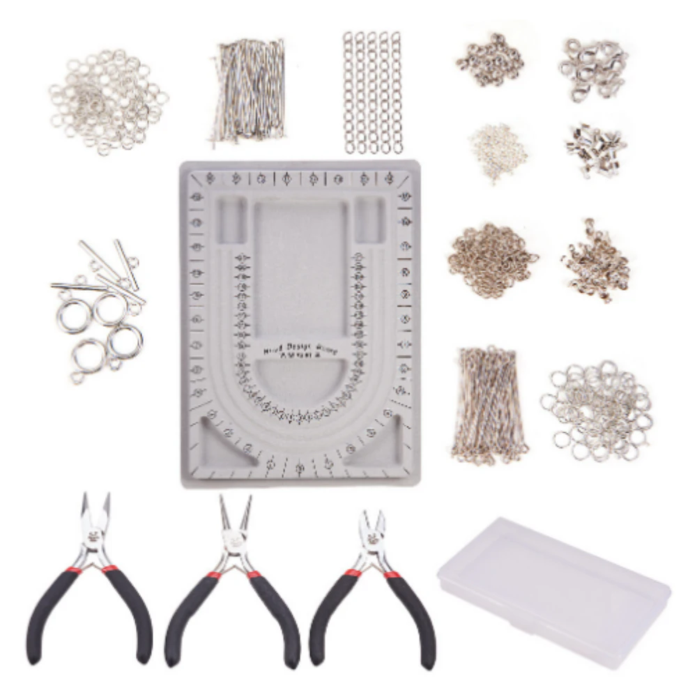 Jewellery Making Intro Kit DIY 662 Piece Set with Design Plate, Tools & Hardware